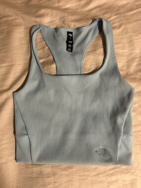 The North Face Light Blue Ribbed Cropped Racerback Tank Size M